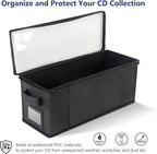 CCidea CD Storage Box with Clear Window - 2 Pack Media Organizer, Innovative Folding Design for CD Discs, CD Holder with Reinforced Handle & Label Slot, Holds 29 CDs Each, Fits Car & Home Use (2)