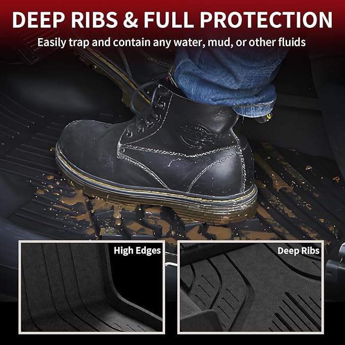 LASFIT Floor Mats for BMW 5 Series G60 2024 2025 2026 530i 540i xDrive, 100% TPE All Weather Custom Fit Floor Liners 1st & 2nd Row Car Liners Accessories Full Set, Black