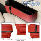 Car Seat Gap Filler Organizer with Cup Holder Expander, Leather Console Seam Filler Storage Box, Auto Front Seat Gap Organizer for Phones Keys Glasses, Universal Fit (Wine Red Driver)