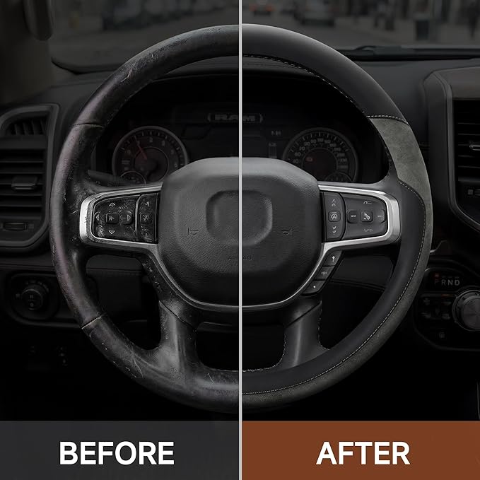 West Llama Customized Auto Car Steering Wheel Cover for Dodge RAM 1500 2500 3500, 15.5-16 inch (Gray-Large Size)