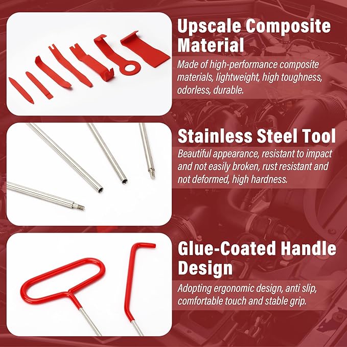 Wind Shear Portable Car Tool Kit, Multifunctional Stainless Steel Car Tools with J-Hook,17 PCS with Carrying Bag