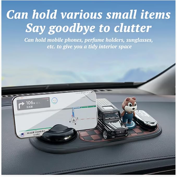Multifunctional Car Anti-Slip Mat, 360° Rotatable Phone Holder Dashboard Pad with Temporary Parking Number, Rotatable Car Ant
