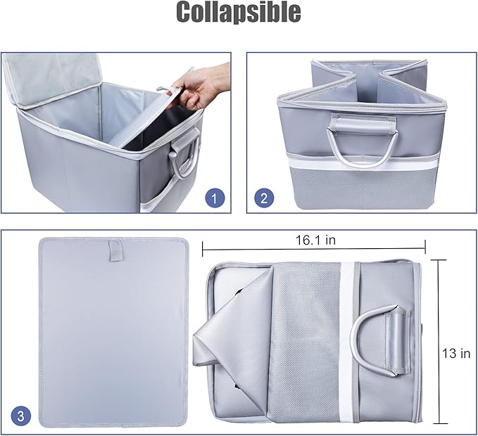 TOMKID Fireproof File Cabinet with Lock, Fireproof Document Organizer Collapsible File Box Filing Cabinet with Handle for Let
