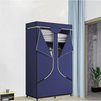 SORCEDAS Portable Wardrobe Closet Storage Organizer Metal Hanging Rack Non-Woven Fabric 34 Inch Coffee (34 Inch, Blue)