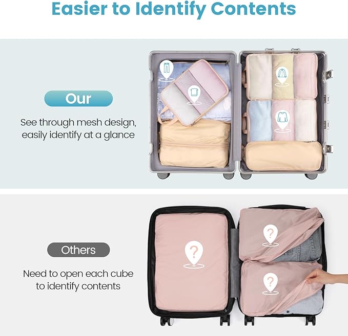 Cambond Compression Packing Cubes for Travel - Lightweight Expandable Travel Bags Luggage Organizers Travel Essentials Compre
