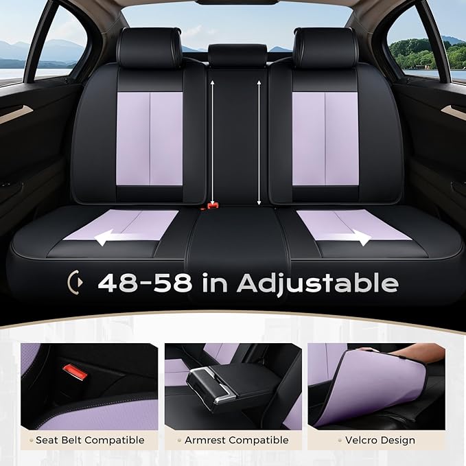 Coverado Car Seat Covers Full Set, Car Seat Protector Waterproof, Nappa Leather Car Seat Cushion, Seat Covers for Cars, Front