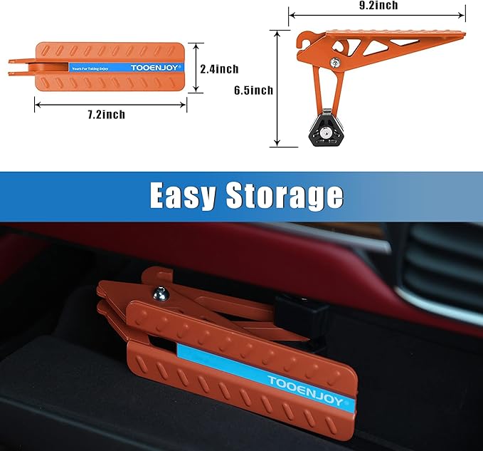 TOOENJOY Universal Fit Car Door Step, Foldable Roof Rack Door Step Up on Door Latch, Both Feet Stand Pedal Ladder, Easy Access to Rooftop for Most Car, SUV, Truck(Orange)