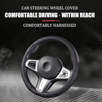 Car Leather Steering Wheel Covers Ultra-Thin Breathable Non-Slip Steering Wheel Protector,Universal Fit 14.5 inch -15 inch Wheel,Black