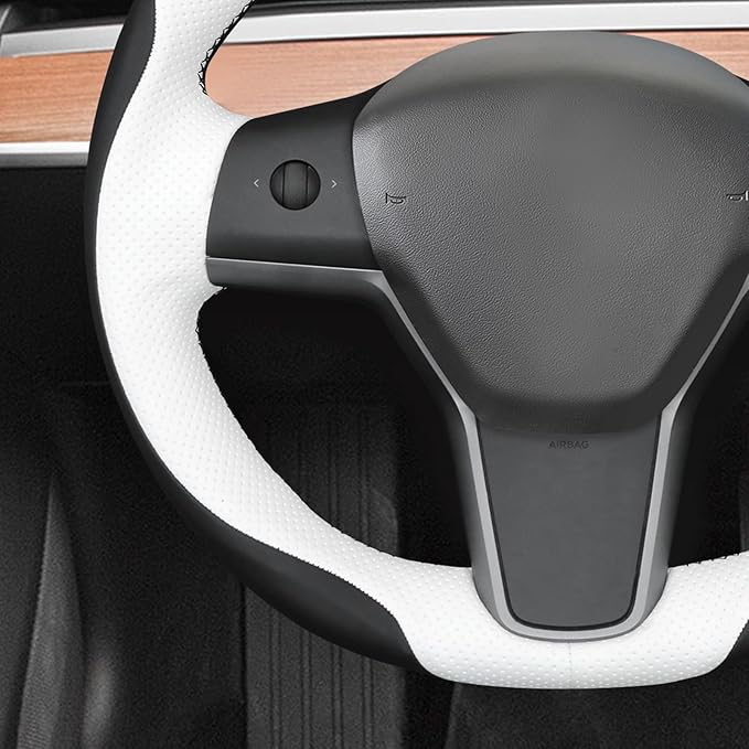 MEWANT Hand Stitched Steering Wheel Cover for Tesla Model 3 2017-2023 / Model Y 2020-2023 for Tesla Model 3/Y Accessories