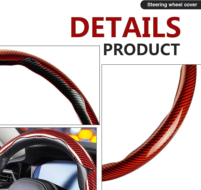 3pcs Universal Carbon Fiber Steering Wheel Cover - Anti-Slip & Segmented Design, Universal 99% Durable Steering Wheel Protect