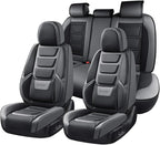 Coverado Car Seat Covers Full Set, Seat Covers for Cars, Front Seat Covers and Back Seat Cover Waterproof Leather Automotive 