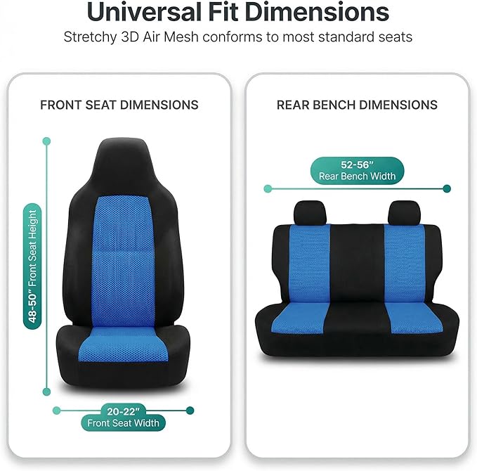 FH Group Automotive Full Car Seat Covers for SUV, Trucks, Sedan and More - Universal Fit Front High Back & Rear Solid Bench D
