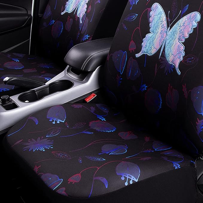 Flying Banner Butterfly car seat Covers ful Set Fashion Universal Lady Woman Female Rear Bench Split Colorized (Muti-Color, F