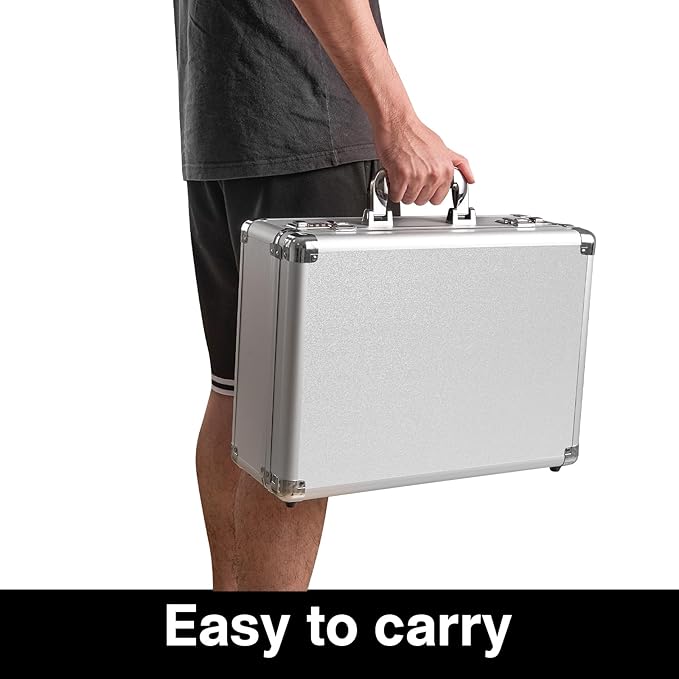 LOCKCURX File Organizer Storage Box - 16.9 x 12.2 x 6.3 Inch Large, Portable Locking Storage Totes with Dual Combination Lock