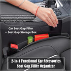 Car Seat Gap Filler Organizer, Auto Side Seat Gap Storage Box for Your Cars, Trucks 2 Pack, Universal Car Accessories Gap Filler Organizer to Fill the Gap Space Between the Console and Seats, Black
