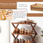 Jessie Bamboo Shoe Rack,Free Standing Shoe Rack for Closet,Portable Folding Shoe Storage Rack, Space Saving,Shoe Shelf for Be