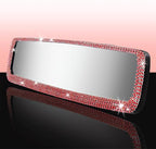 Bling Rhinestone Car Rear View Mirror - Crystal Diamond Decor for Women - Stylish Automotive Interior Accessory (Red)