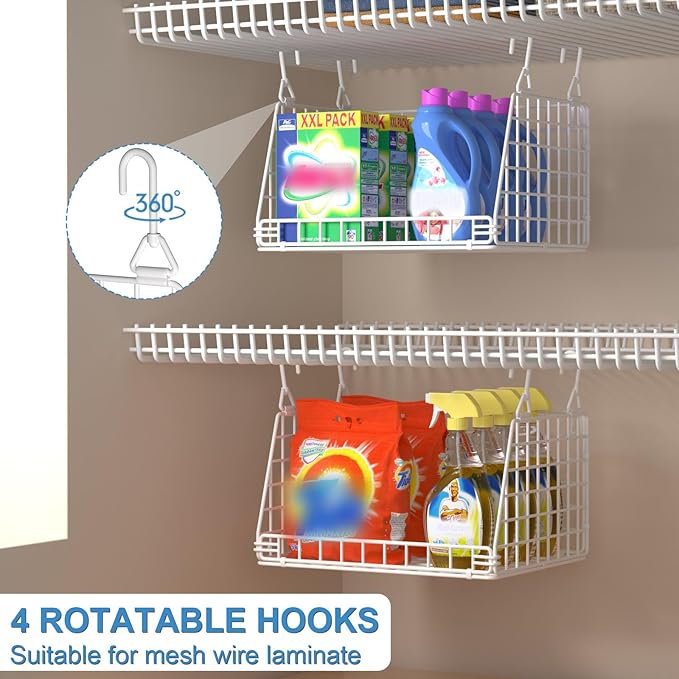 PUPPYCUTE 3 Pack Laundry Room Organization and Storage, Hanging Wire Basket for Laundry Closet Wire Shelves, Laundry Closet O