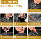 ORCISH Heavy Duty Tire Plug Kit - 70pcs All-in-One Universal Tire Repair Kit for Tubeless Flats, Emergency Tire Patch Kit for