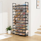 LANTEFUL 11 Tiers Tall Shoe Rack Holds 55 Pairs of Shoes with 18pcs Hooks Sturdy Wide Shoe Organizer Storage Free Standing Me