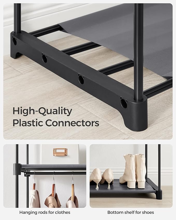 SONGMICS Closet Wardrobe, Portable Closet for Bedroom, Clothes Rail with Non-Woven Fabric Cover, Clothes Storage Organizer, 5