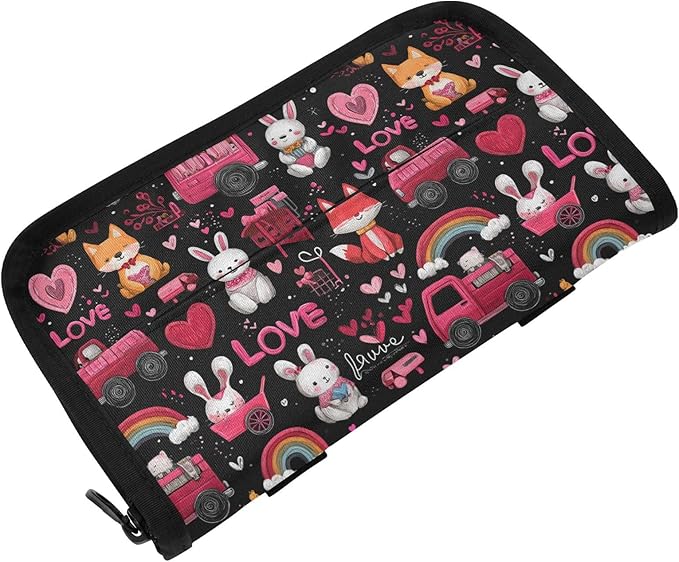 Car Tissue Holder Car Visor Organizer Tissue Box Holder for Car Sun Visor Organizer with Car Vehicle Accessories Essentials Interior for Women Men Valentines Fox Bunny Cars Black