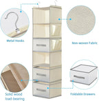 6-Tier Hanging Closet Organizer with 3Drawers and Side Pockets-Multi-FunctionalStorage for Shoes, Belts, Purses, and Clothing
