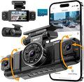 IIWEY N5 4 Channel Dash Cam 360° View, 1080P Front and Rear Inside, Left Right Dash Camera for Cars, 8 IR Lamps Night Vision,