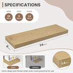 24 Inch Floating Shelves, 8 Inch Deep Floating Shelves for Wall, Hanging Shelf with Invisible Brackets, Deep Shelves for Bath