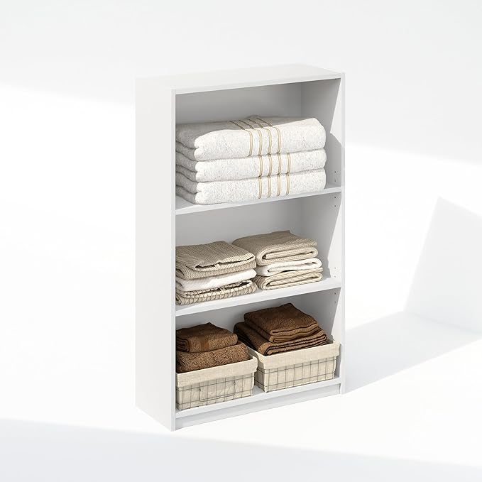Furinno Reed Closet Organizers and Storage, 3-Tier Closet Organizer, Open Shelf Closet Storage, for Wardrobe, Bedroom, Living