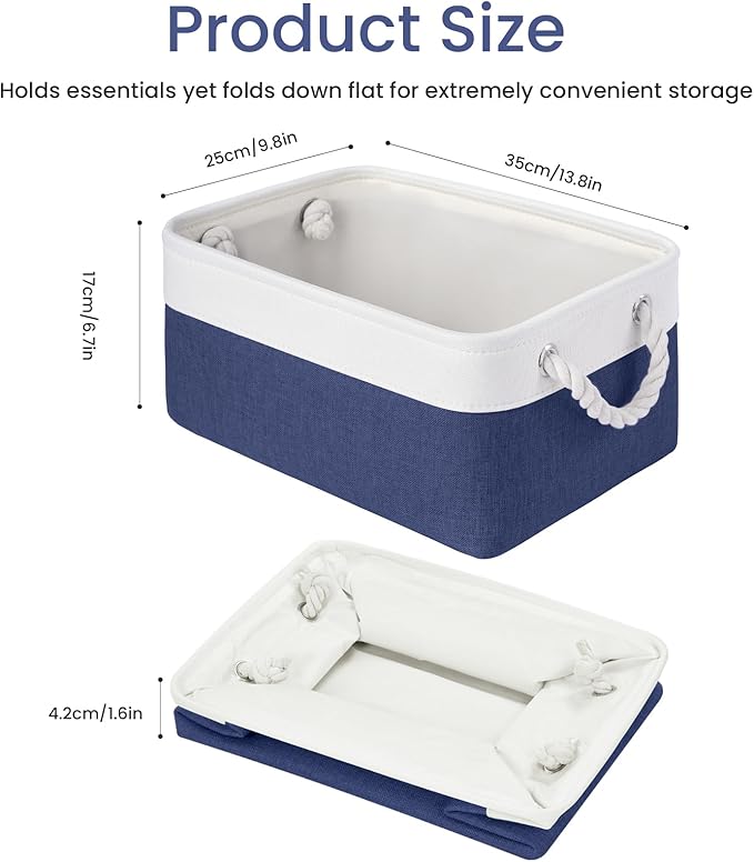 Storage Baskets for Shelves 13.8x9.8x6.7 Inch, Foldable Fabric Storage Bins with Handles, Small Storage Baskets for Organizin