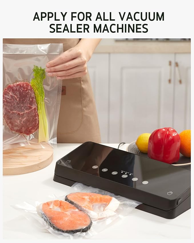 Syntus Vacuum Sealer Bags, 150 Gallon 11" x 16" and Quart 8" x 12" and Pint 6" x 10" Commercial Grade PreCut Bag, BPA Free Fo