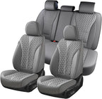 Coverado Leather Seat Covers, Car Seat Covers Full Set, Waterproof Seat Covers 5 Seats, Front and Back Car Seat Protector, Gr