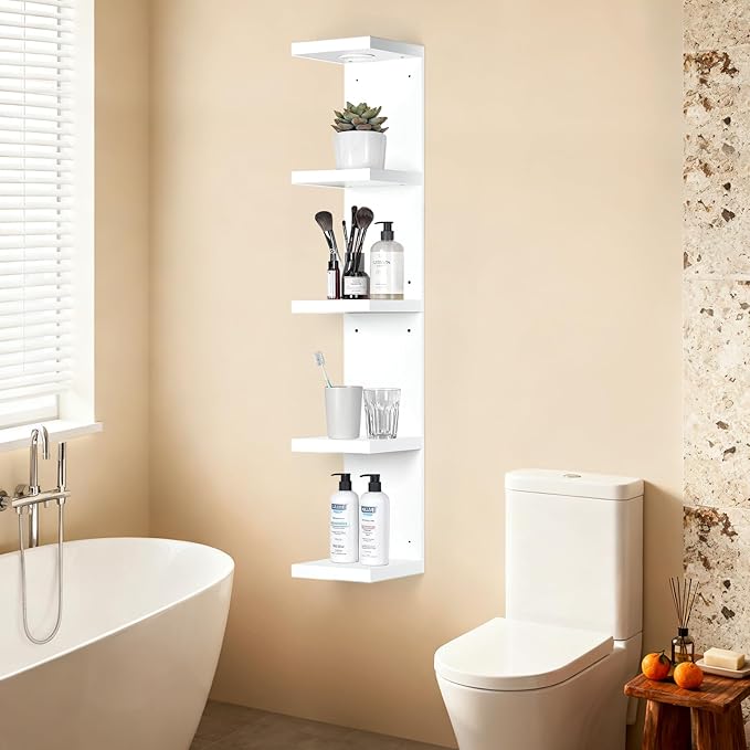 Garvee 5-Tier Heavy Duty Wall Mounted LED Floating Shelves, Remote Control Storage Shelf for Home Office Collectibles Books D