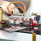 SUOXING Clear Acrylic Makeup Organizer for Vanity,Bathroom,Dresser,4 Drawer Make up Organizers for Counter,Plastic Countertop