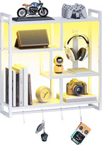 HOOBRO Gaming Floating Shelves with LED Lights, 28.7" LED Wall Mounted Shelf, 4-Tier Floating Wall Shelf for Storage, Display