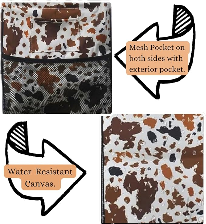 NGIL Extra Large Utility Tote Reusable Grocery Bag Oversized Collapsible for Groceries, Storage, Picnic, Beach (Mocha Cow-Black)