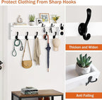 29'' Coat Rack Wall Mount with Shelf, Coat Hanger Wall Mount with Key Hooks and Mail Holder, Wood Entryway Floating Shelf wit