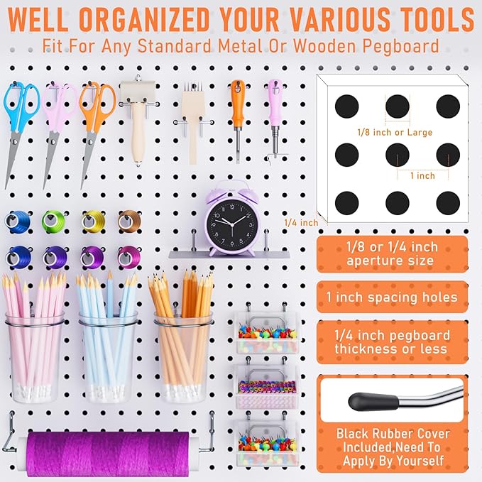 INCLY 30PCS Peg Board Organizer Accessories Kit, Pegboard Hooks Assortment with Bins, Cups, Wire Baskets and Paper Towel Hold
