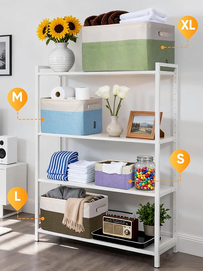 BALEINE 1 Pack Fabric Closet Storage Bins for Shelves, Linen Closet Organizers and Storage, Decorative Baskets for Organizing
