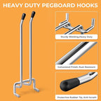 INCLY 4/6 Inch Pegboard Hooks, 36 Pack Heavy Duty Double Arm Peg Board Straight Hooks, Peg Board Tool Hangers Fit for 1/4" Pe