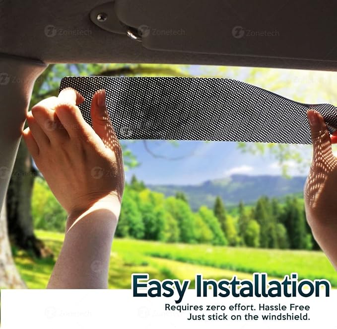 ZONETECH Cling Glare Reducer Sun Shade Side Window Sunshades Car Curtains UV Rays Visor Protection Universal Fit Protects from Sun- for All Year Round Use. Perfect for Road Trips (4 Pack)