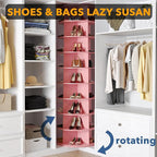 SpaceAid 9 Tier Rotating Shoe Rack Tower, Spinning Shoe Display Lazy Susan, Revolving 360 Shoe Rack Storage Round Carousel, V