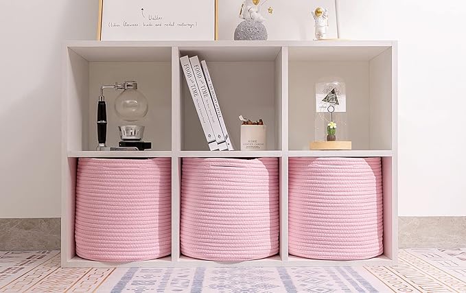 voten Storage Cubes Baskets Bins Organizer 11x11x11'' Fit 12x12''Cube Storage Organizer Bookcases Shelf,Durable Woven Cotton 