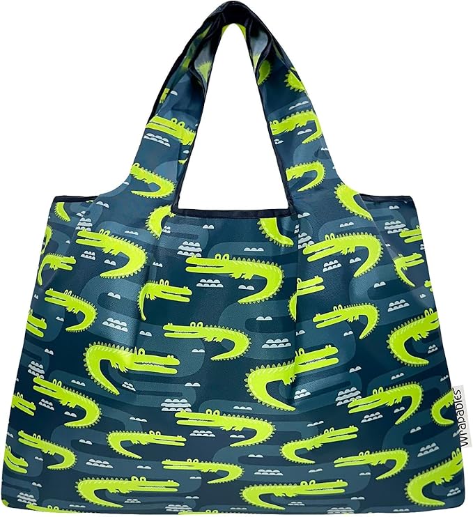 allydrew Large Foldable Tote Nylon Reusable Grocery Bags, 6 Pack