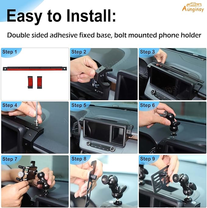 Aunginsy Dashboard Phone Holder Compatible with Ford Maverick 2022 2023 2024, Car 8-inch Navigation Screen Upper Panel Fixed Clip with Mobile Phone Stand/Walkie Talkie Bracket/Radio Mount Accessories