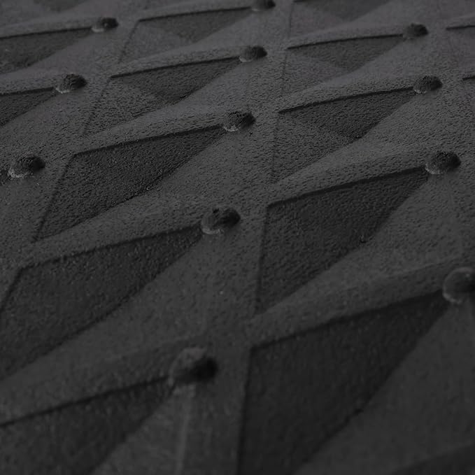 CAR PASS Black Rubber Car Mats, All-Weather Floor Mats Full Set Durable Anti-Slip 3D Rhombus Waterproof Automotive Pad Trim to Fit Liner Universal Fit for Sedan SUV Truck Van, 4 Pcs All Black Rubber