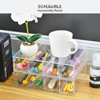 2 Pack Desktop Organizers of 8 Storage Drawers, Clear Acrylic Glasses Storage Drawers Organizer Office Desk Organizer for Van