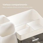HBlife Makeup Organizer with Brush Holder for Vanity, Large Plastic Bathroom Countertop Organizer Skin Care Storage, Easy to 