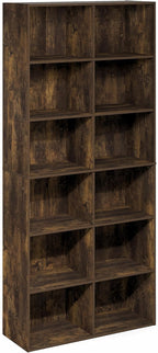 Furinno Basic Book Shelf, 12-Cube Bookshelf, Bookcase with Open Shelf, Cube Storage Organizer, 12 x 32 x 71, for Living Room,